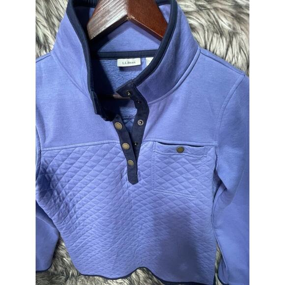 L.L. Bean‎ Quilted Blue Fleece Sweater Women's Size S - Picture 3 of 5